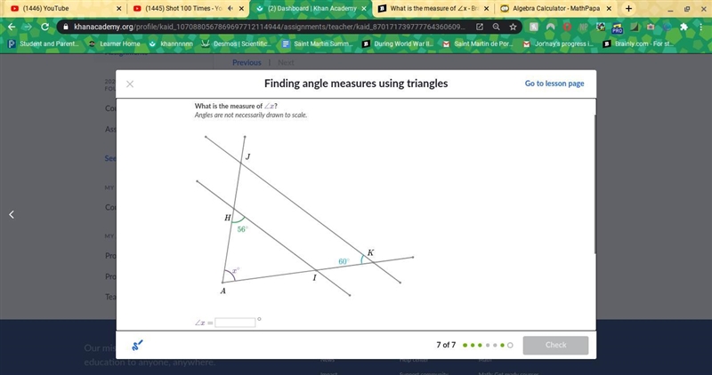 What is the measure of ∠x-example-1