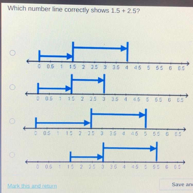 Which number line correctly shows 1.5+2.5?-example-1