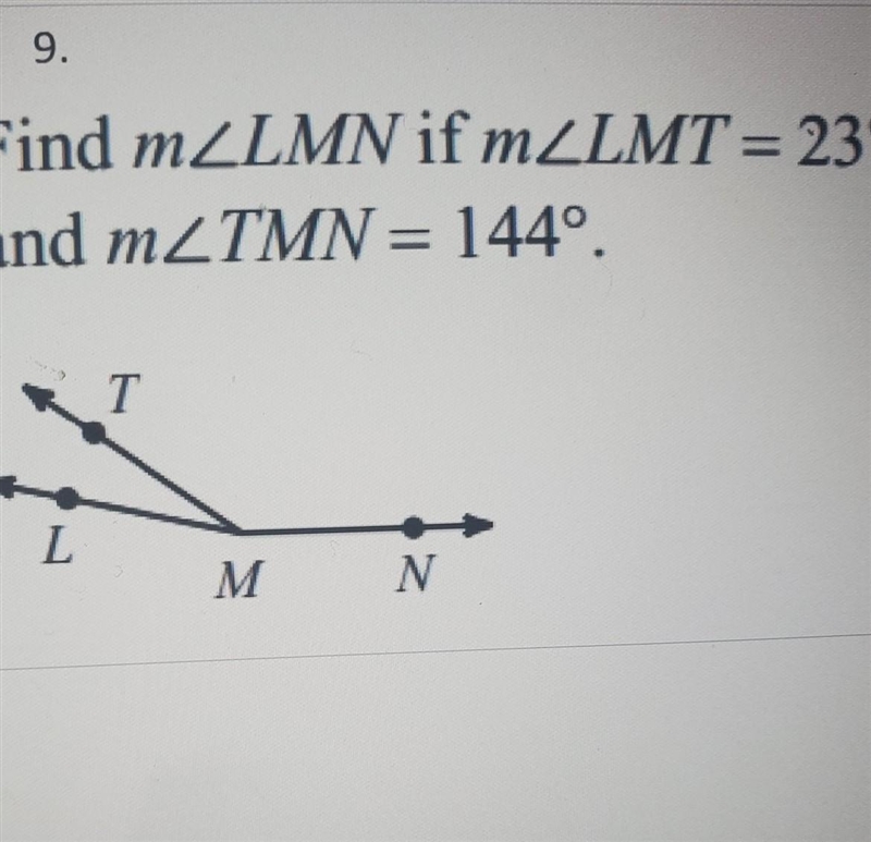 Find m<LMN if m<LMT=23° and m<TMN=144°​-example-1