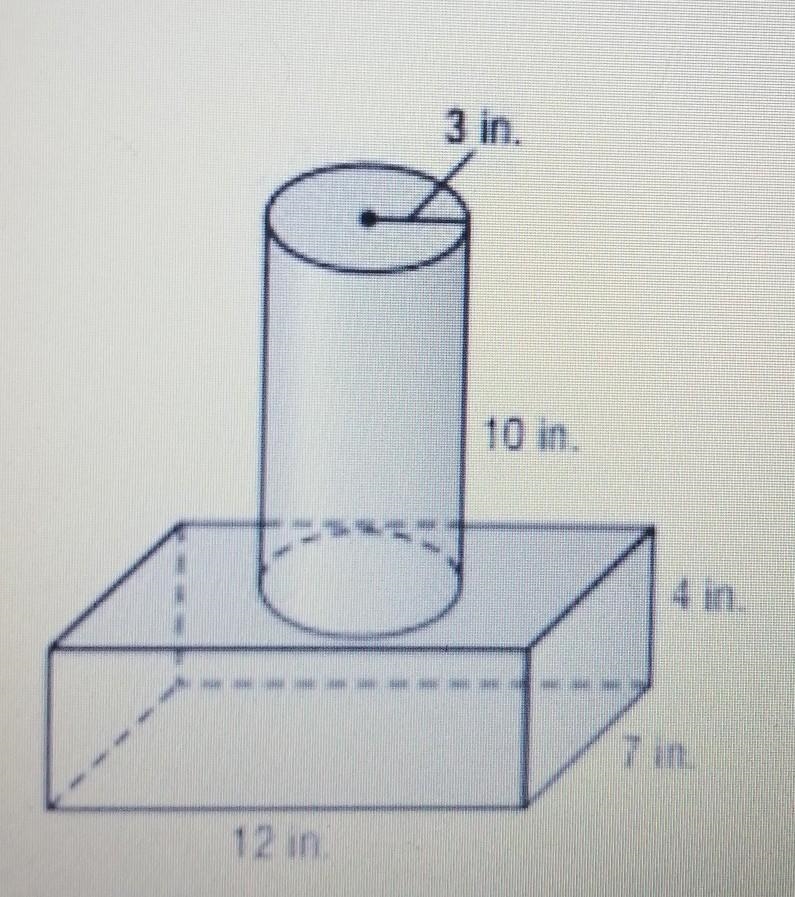 Find the surface area and volume for the following composite figure. ​-example-1