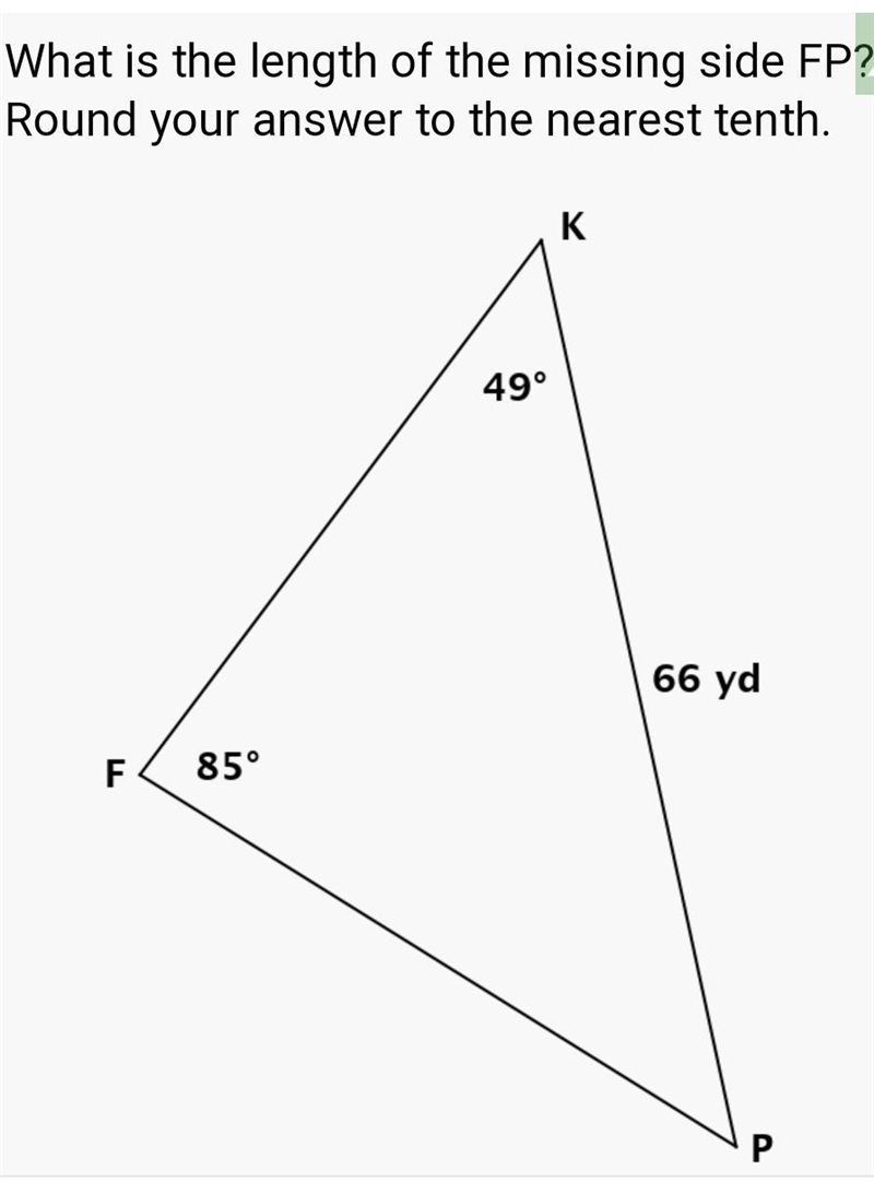 What is the length of the missing side FP? Round answer to the nearest tenth.-example-1