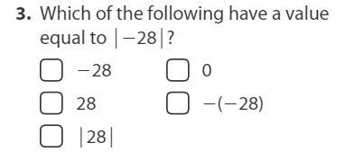 Which of following have a value equal too |-28|?-example-1