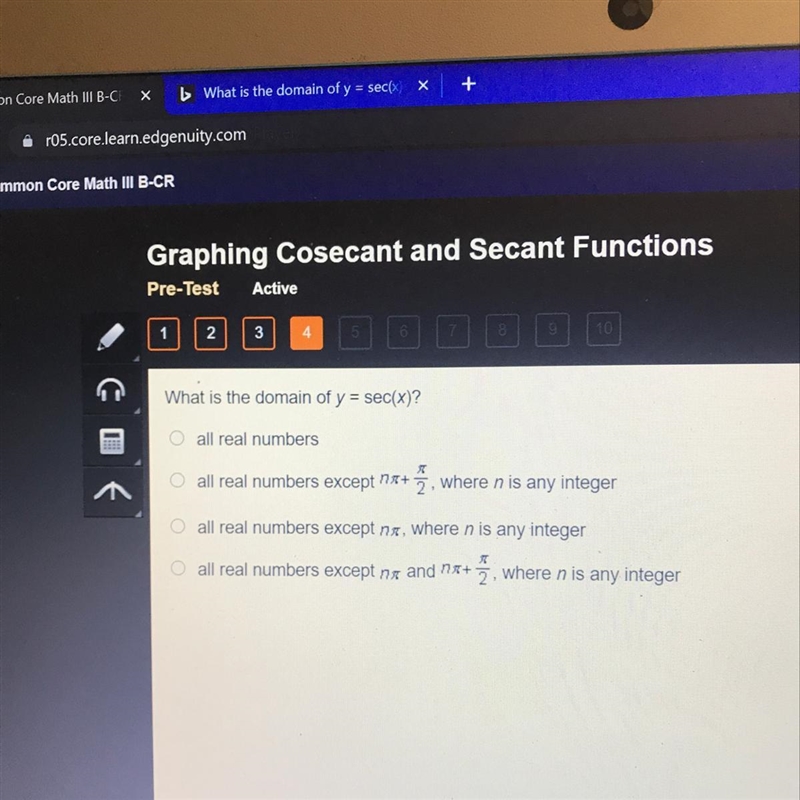 What is the domain of y = sec(x)?-example-1