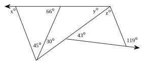 What are the values of​ x, y, and​ z?-example-1