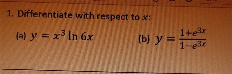 1. Differentiate with respect to x: ​-example-1