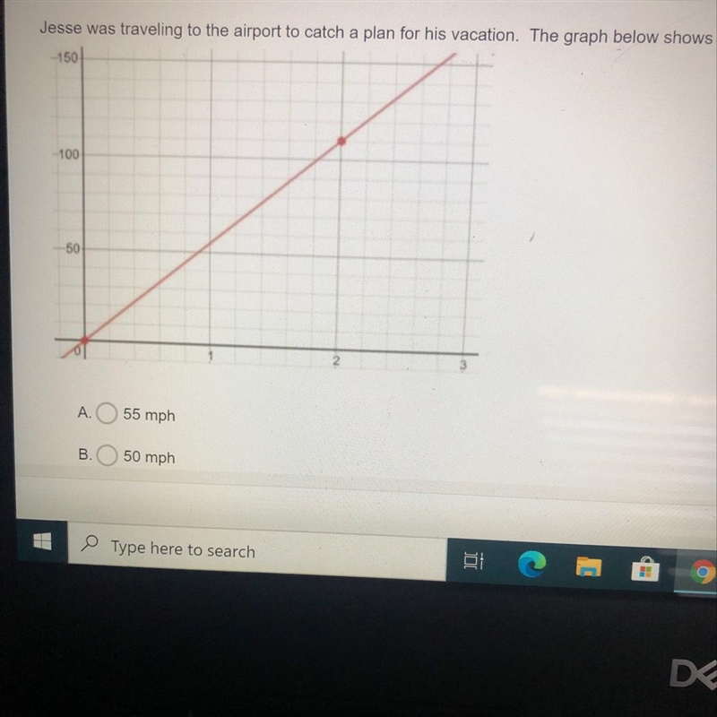 Jesse was traveling to the airport to catch a plan for his vacation. The graph below-example-1