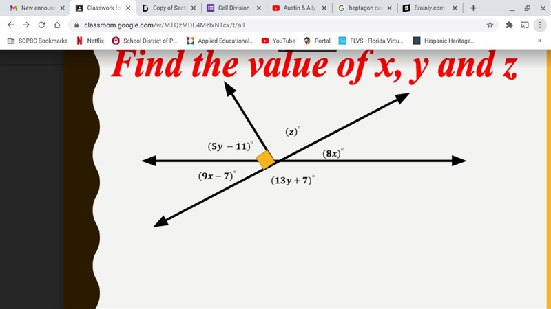 Find the value of x, y and z-example-1