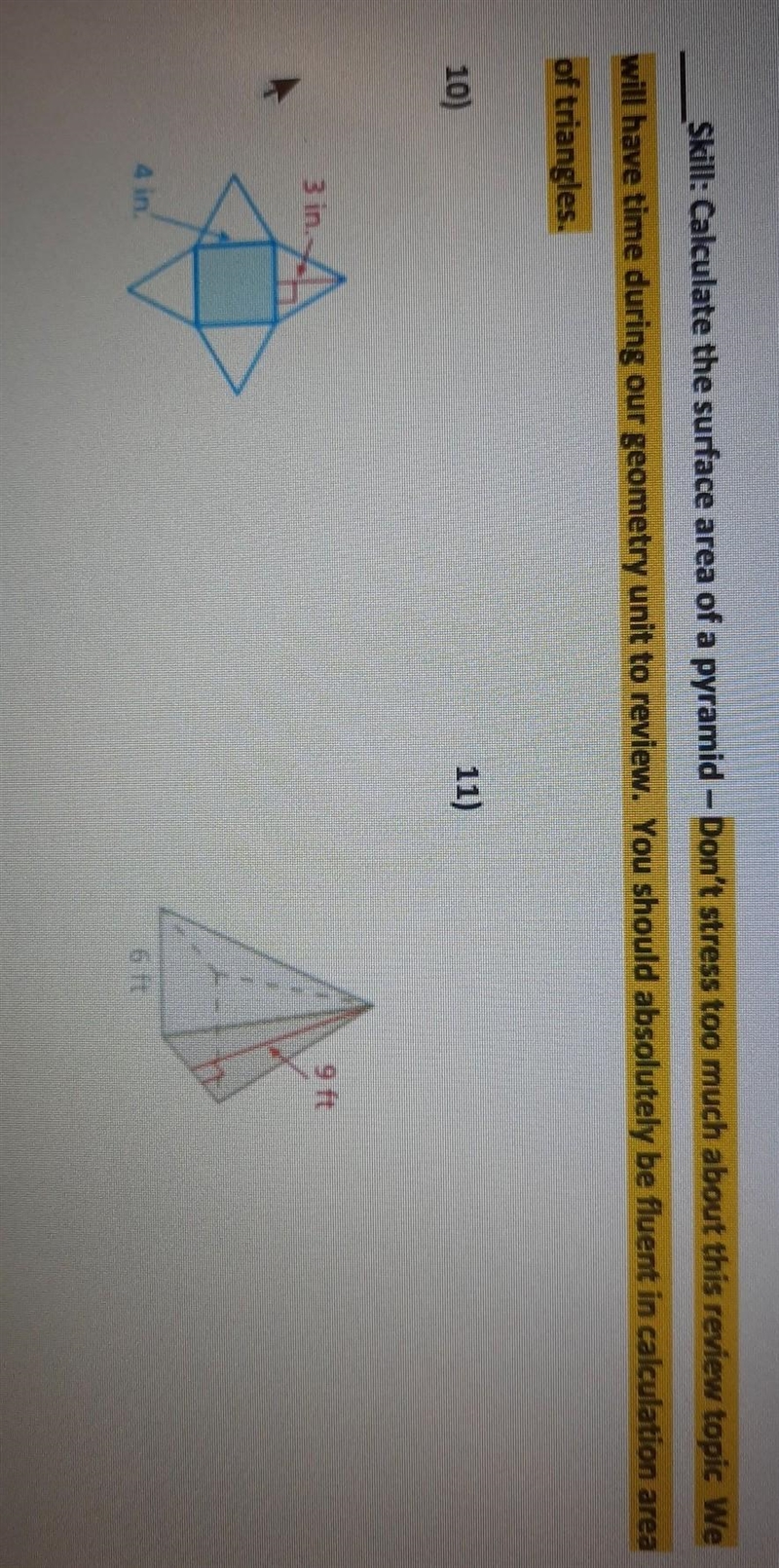 Skill: Calculate the surface area of a pyramid ​-example-1