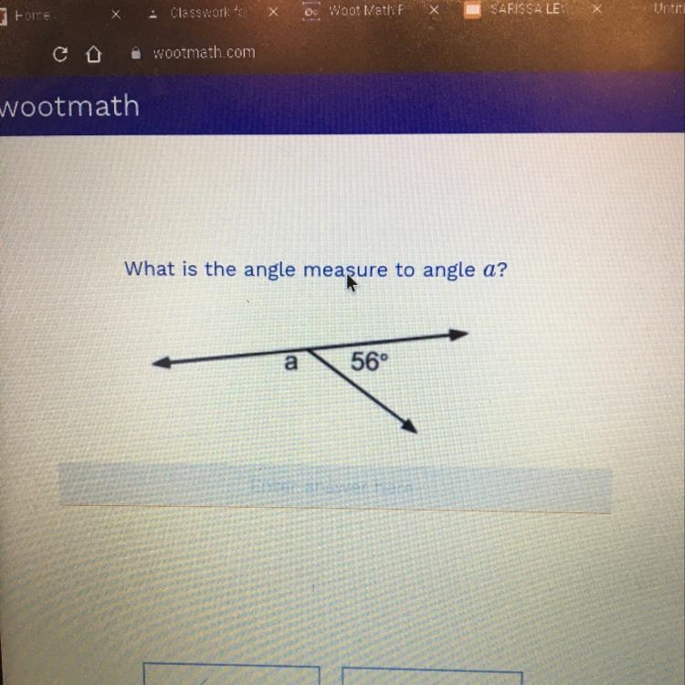 What is the angle measure to angle a-example-1