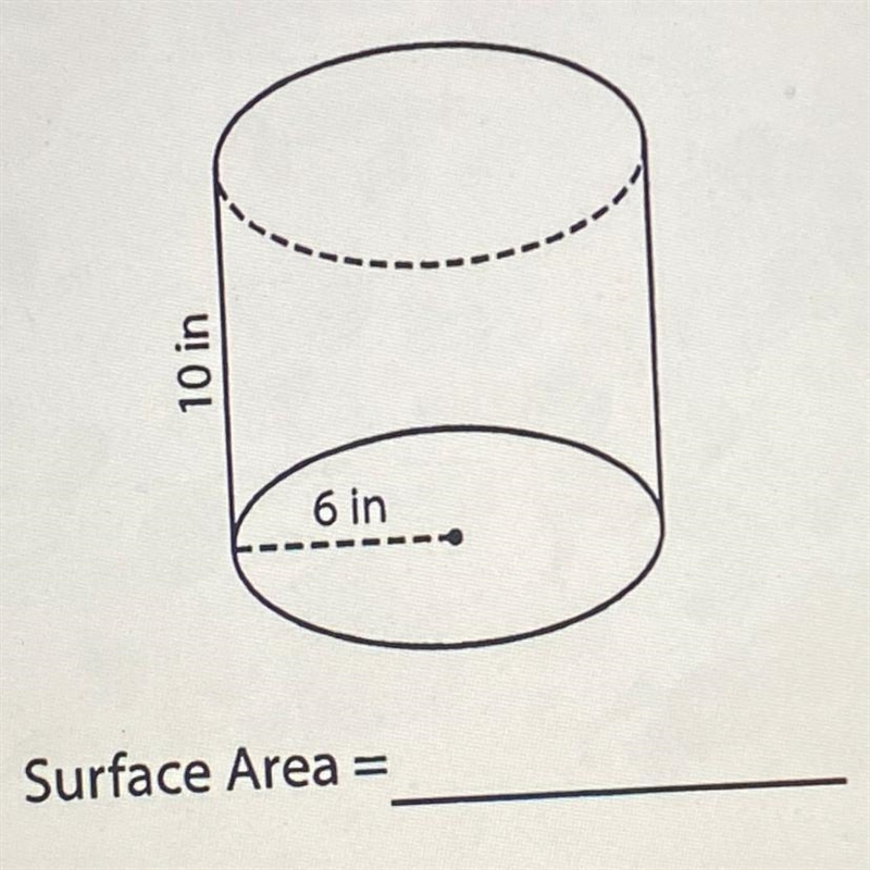 Find the surface area of this cylinder using pie.-example-1