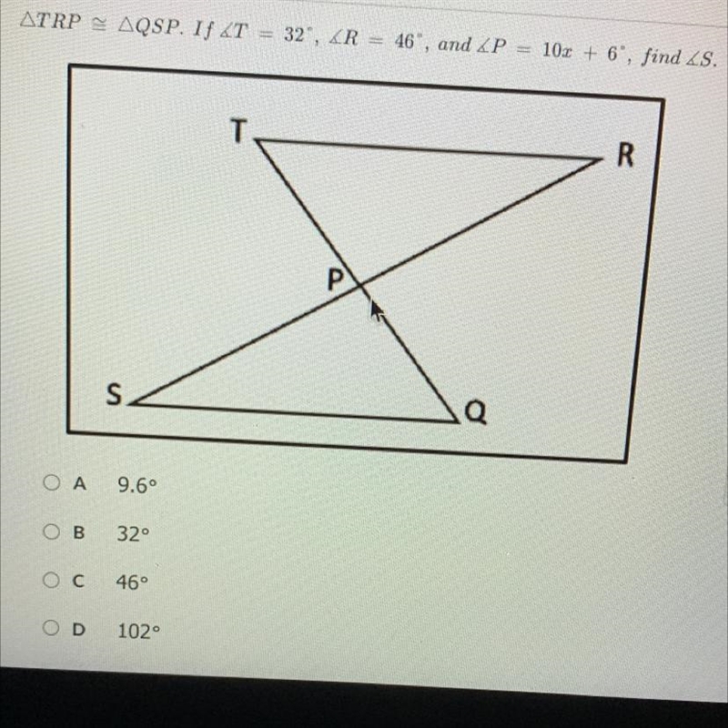 TRP = QSP if T = 32, R=46, and P = 10x+6 find S-example-1