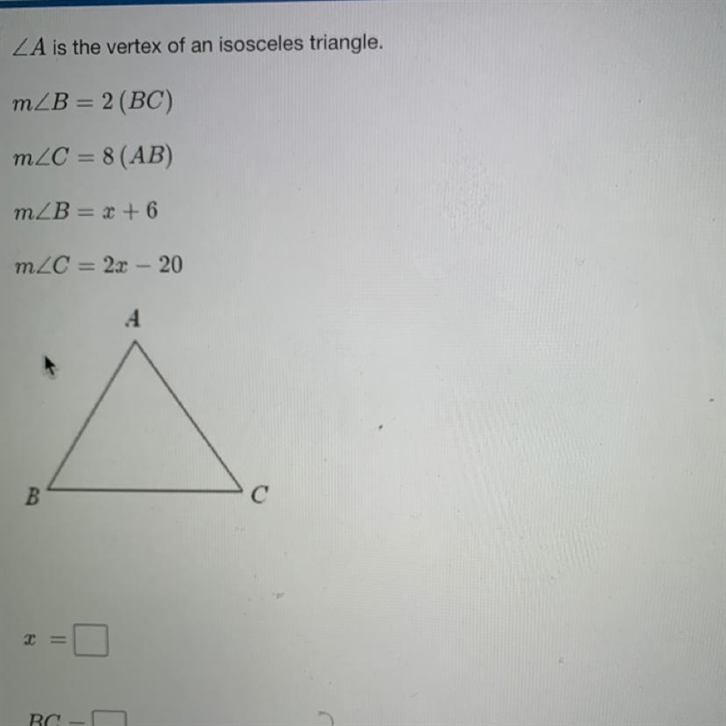 X = BC = AB= Find the perimeter of ABC-example-1