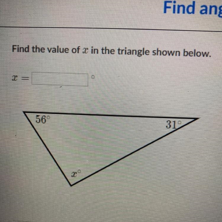 Find the value of x in the triangle shown below X= ??-example-1