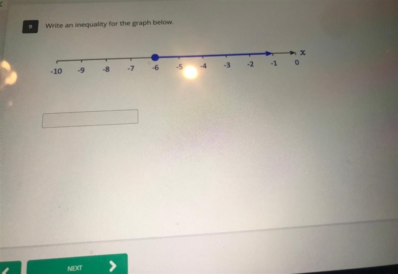 Write an inequality the graph below-example-1