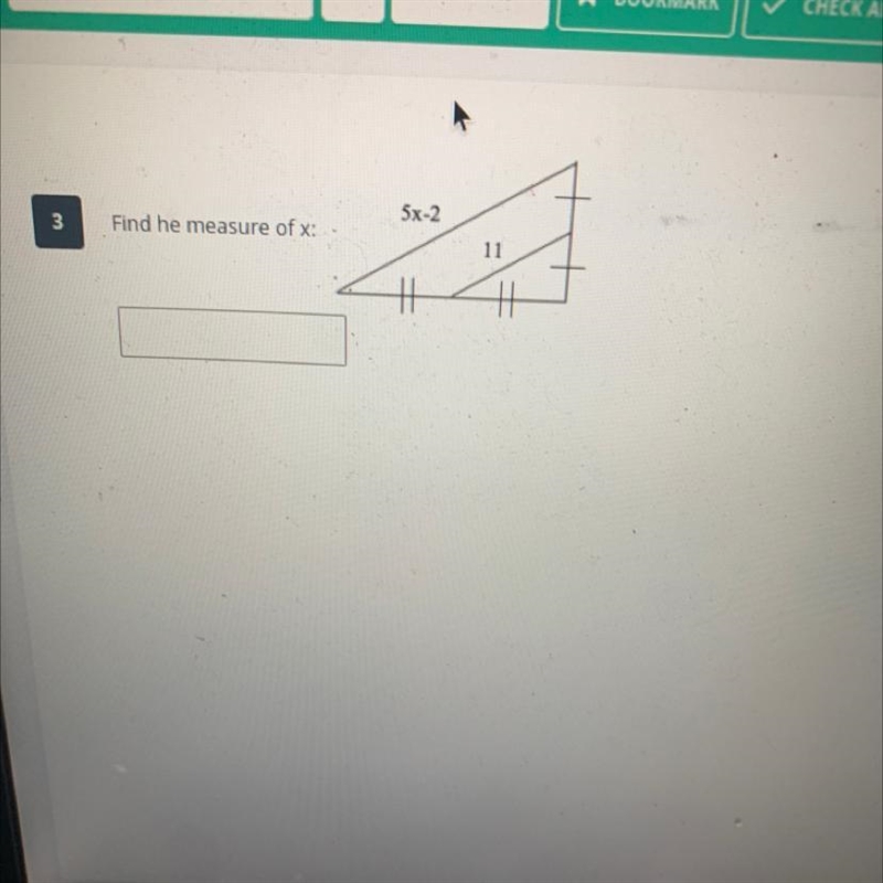 Find he measure of xi 5x-2 H-example-1