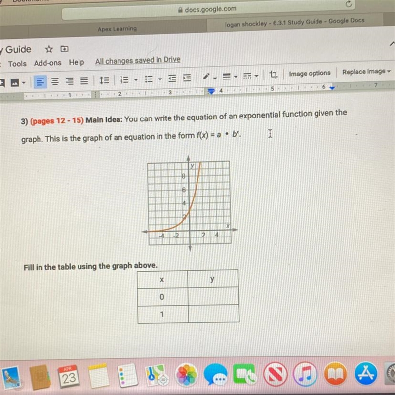 Fill in the table using the graph-example-1