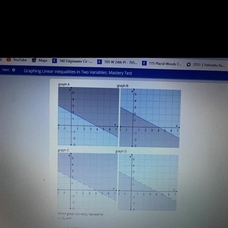 Select the correct answer. graph A graph B graph C. graph D Which graph correctly-example-1