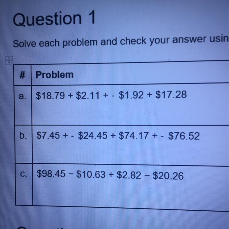 $7.45 + - $24.45 + $74.17 + - $76.52 Solution to B-example-1