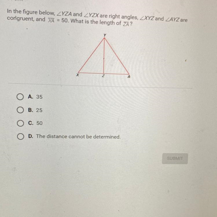 A.35 B.25 C.50 D.The distance cannot be determined-example-1