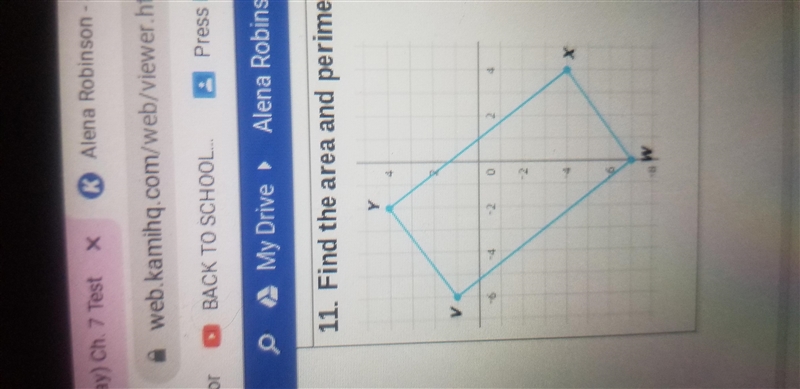 Find the area and perimeter of the rectangle below-example-1