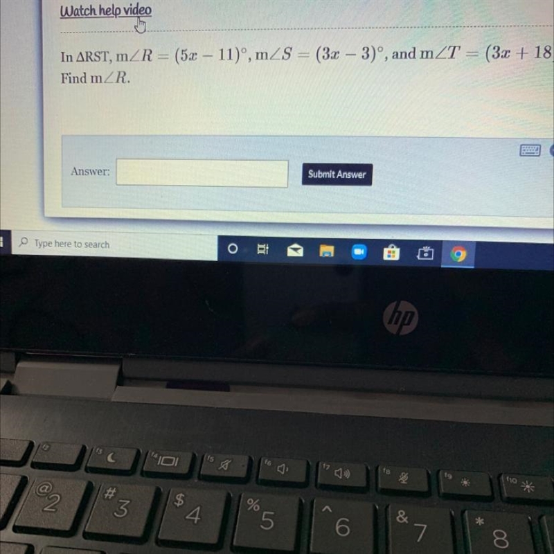 In ARST, mZR = (5x – 11)", mZS = (3x – 3)°, and m_T = (3x + 18)º. Find mZR.-example-1