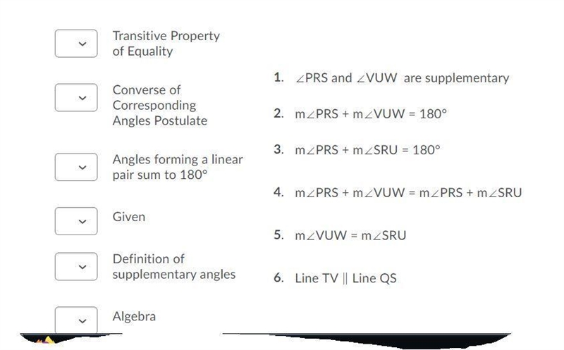 Geometry help please! Match the reasons with the statements-example-2