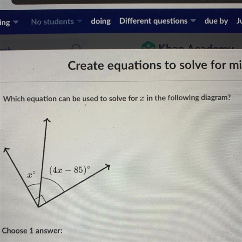 Which equation can be used for x in the following diagram?-example-1