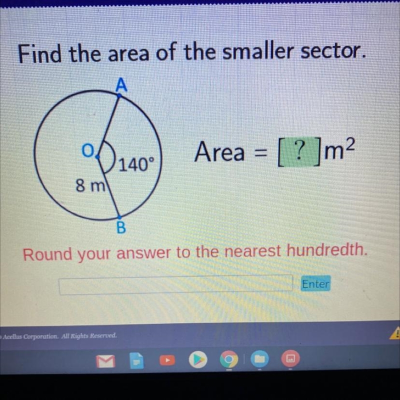 Find the area of the smaller sector. Plzzzz help!!!!!!!!!-example-1