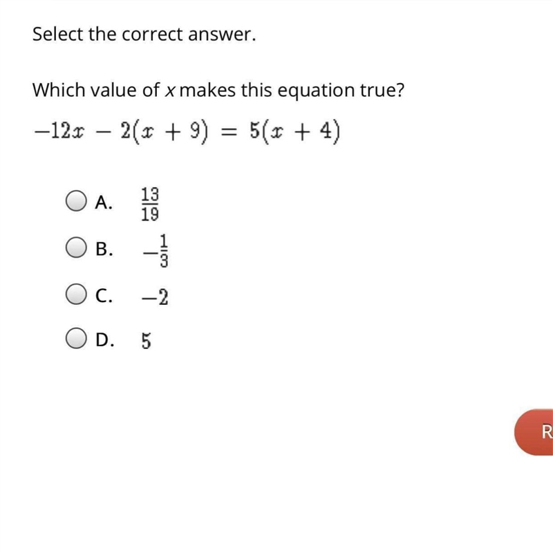 Which value of x makes this equation true? Select correct answer.-example-1