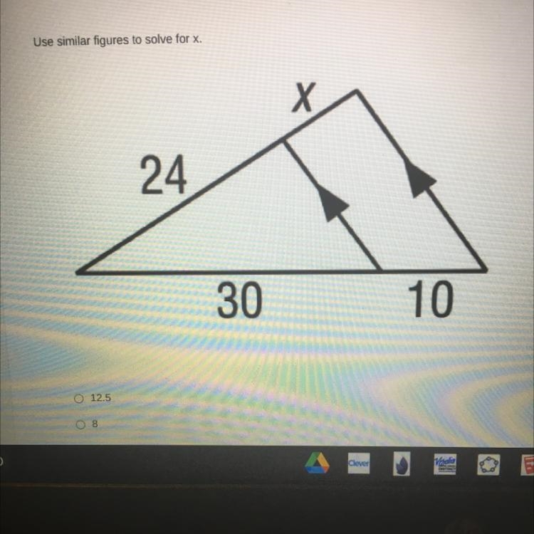 Use similar figures to solve for X. X 24 30 10-example-1