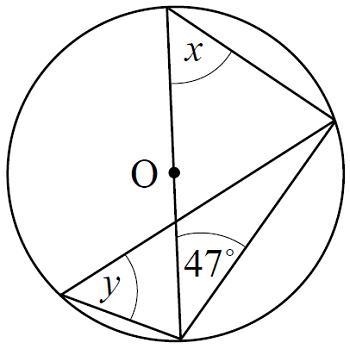 PLEASE HELP !!! Find the measure of y A. 43 B. 90 C. 53 D. 47-example-1