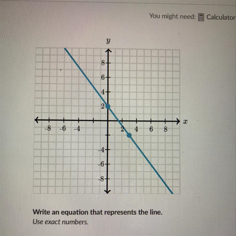 PLEASE HELP!!! WRITE THE EQUATION THAT IS REPRESENTS THE LINE-example-1