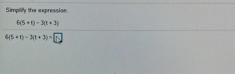 Simplify the expression 6(5 + t) - 3(t + 3) ​-example-1