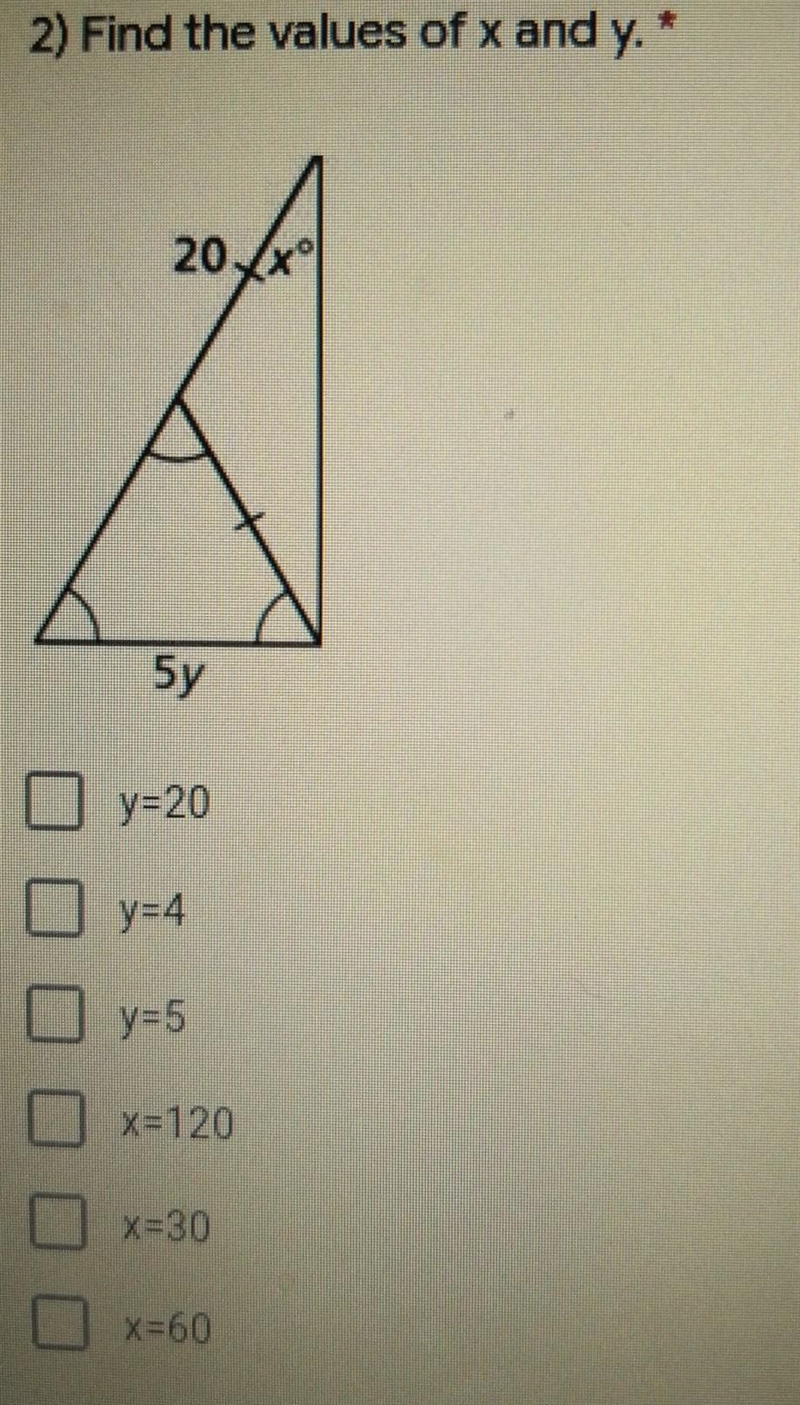 Find x and y multiple choice​-example-1