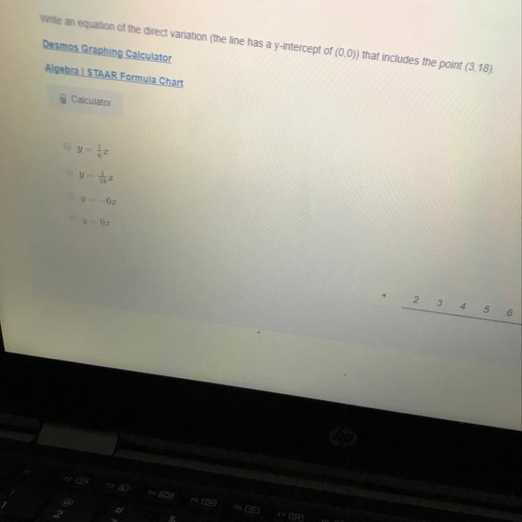 Write an equation of the direct variation (the line has a y-intercept of (0,0)) that-example-1