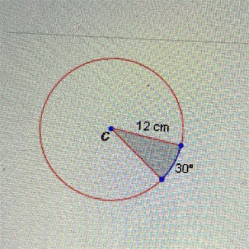 What is the approximate area of the shaded sector in the circle shown below? A. 150.8 cm-example-1