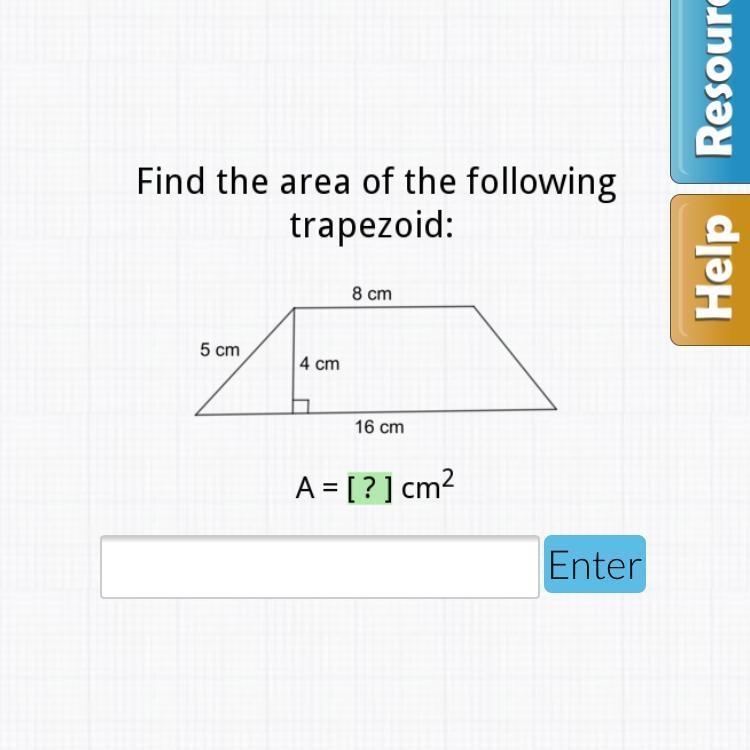 Find the area of the following trapezoid-example-1