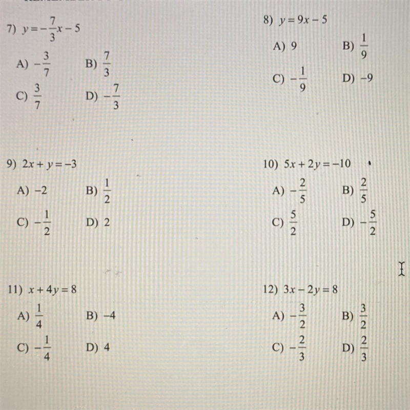 Find the slope of a line parallel to each given line-example-1