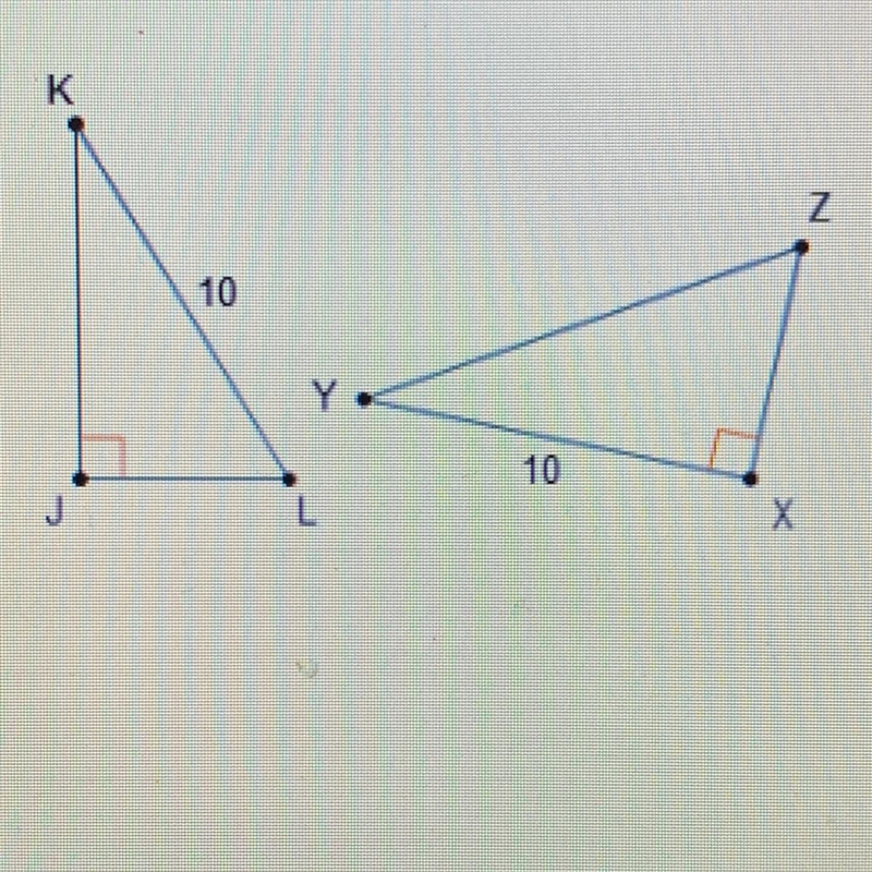 Could JKL be congruent to XYZ? Explain.-example-1