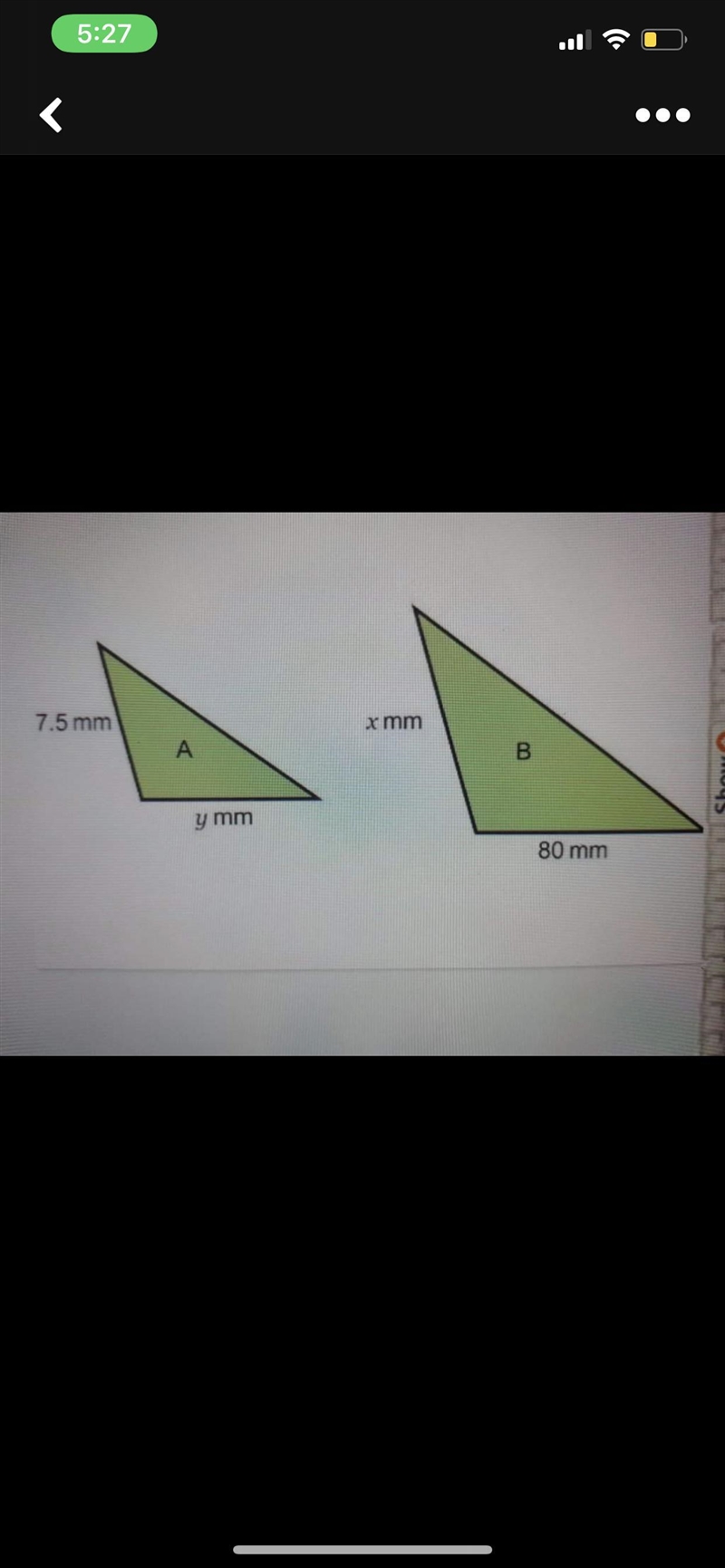 How do I find the missing side of this similar triangle by using the are? Area for-example-1