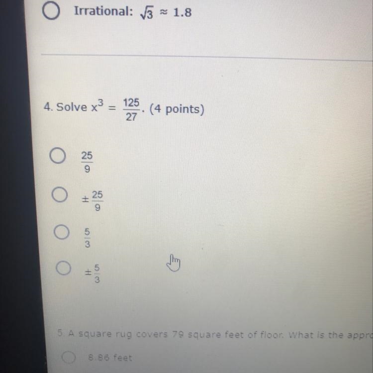 Solve x^3 = 125/27 pls-example-1