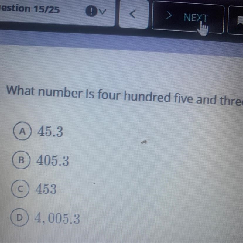 What number is four hundred five and three tenths in decimal form-example-1