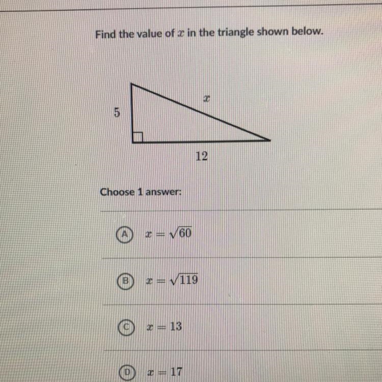 Find the value of x in the triangle shown below-example-1