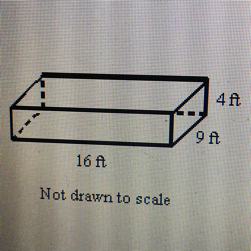 Find the volume of the given prism. Round to the nearest tenth if necessary. 576 ft-example-1