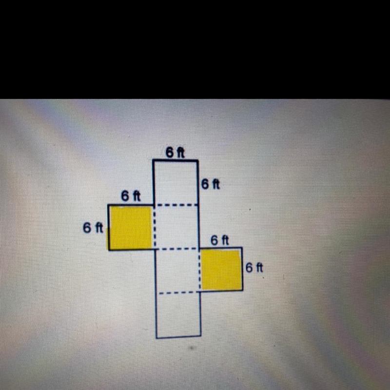 The highlighted regions are bases. What is the lateral surface area of this cube? Select-example-1