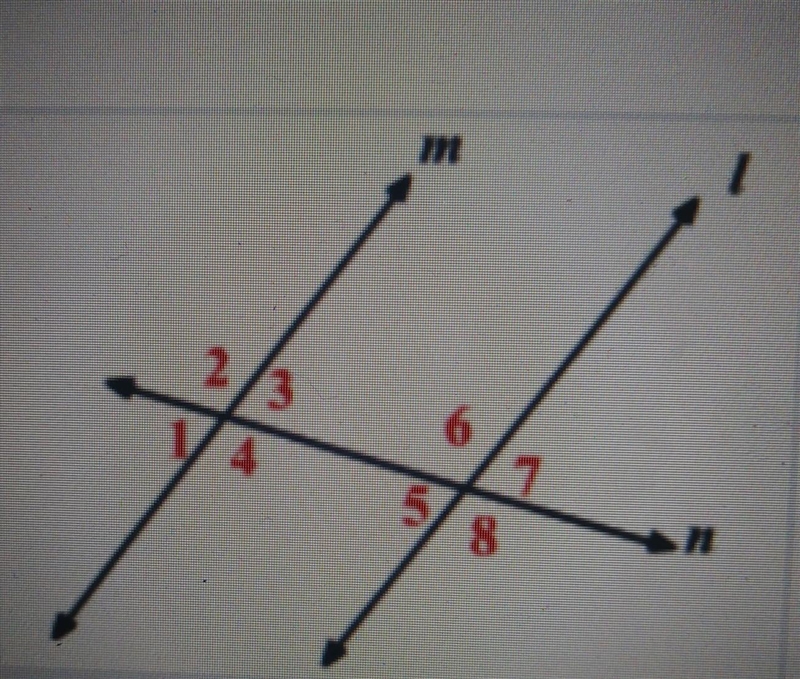 When m and I are cut by transversal n. if m<3=67° , determine m<6.​-example-1