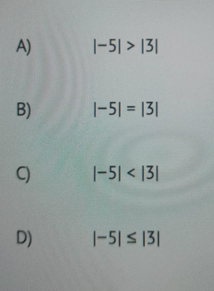 Compare |-5| and |3|​-example-1