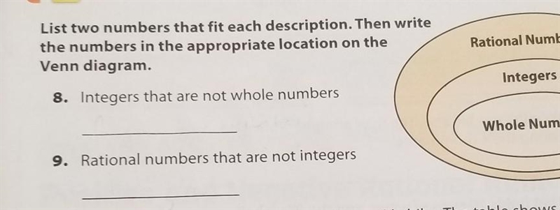 List 2 numbers that fit each description. ​-example-1