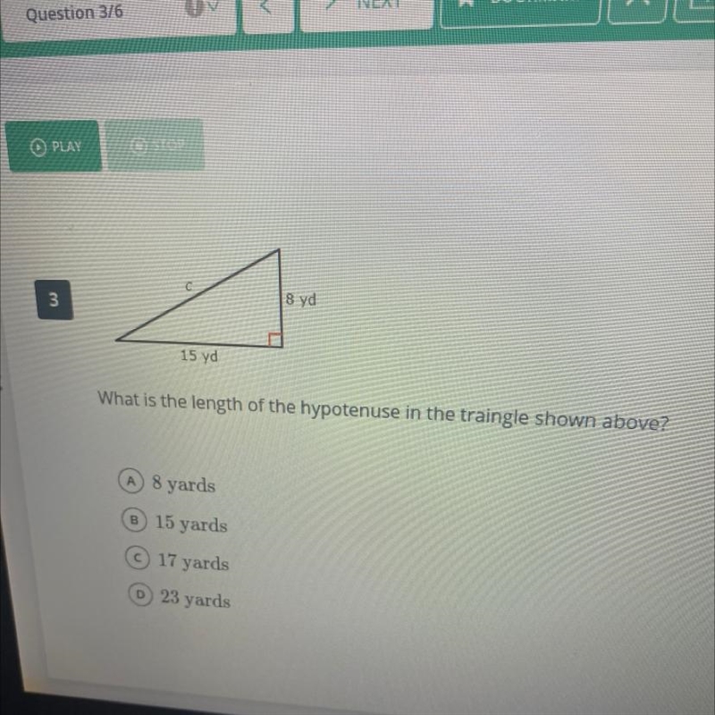 What is the length of the hypotenuse in the triangle shown above?-example-1