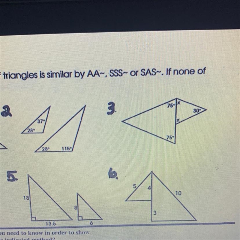 State whether each pair of triangles is similar by AA-SSS-or SAS-. If none of these-example-1